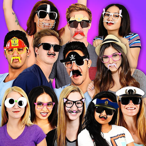 Party On Your Face 12 Pack Sun-Staches Game-Shades